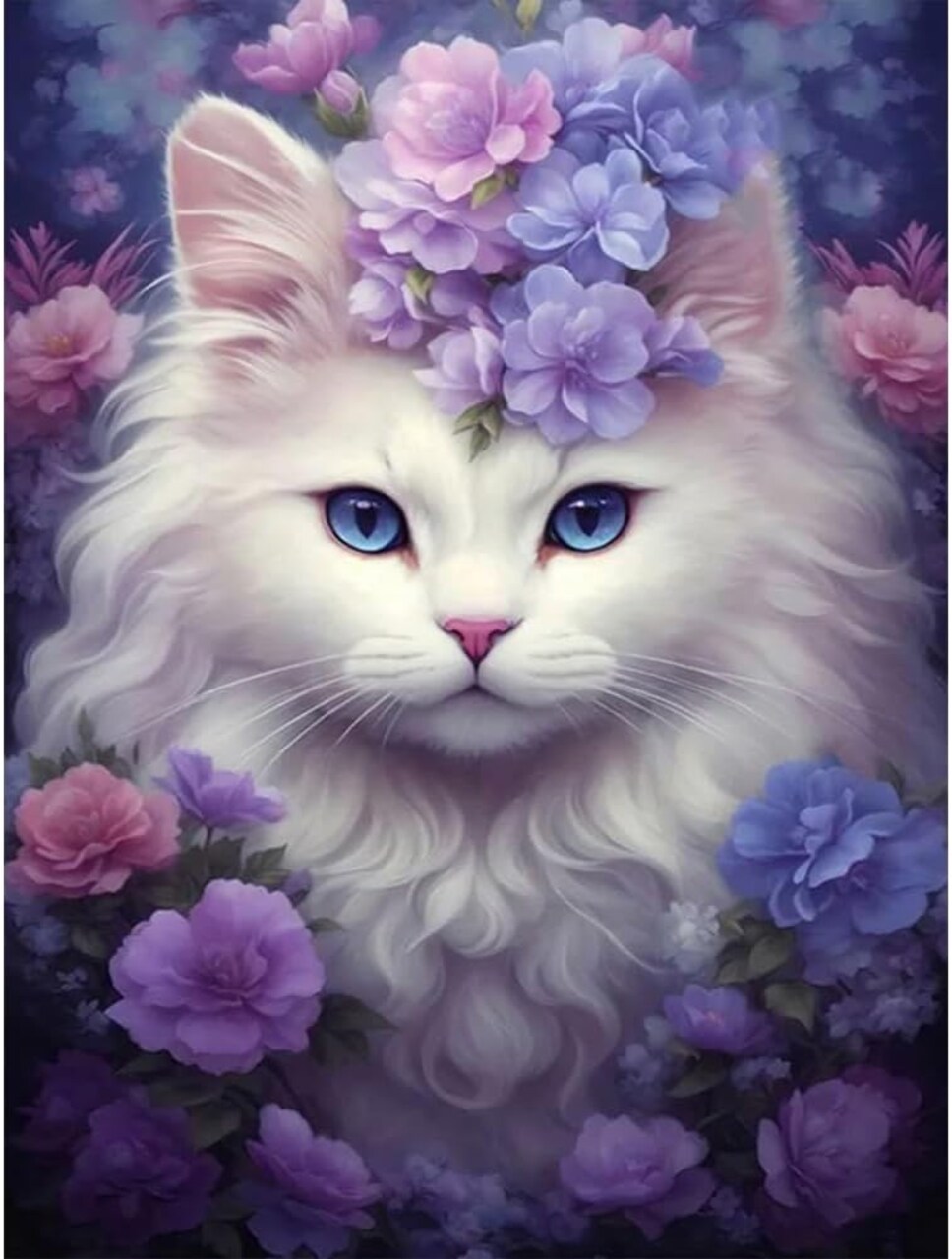 Diamond Painting Kits for Adults, Cat Round Full Drill Diamond Art Kits, 5D DIY Paint with Diamonds Crafts for Home Wall Decoration Gifts 12×16Inch
